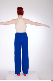 Yeva beige crop top blue pants casual dressed standing t-pose…